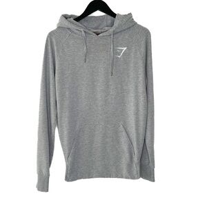 Gymshark Hoodie Mens Gray Color Logo Embroidery Thumb Holes Front Pockets